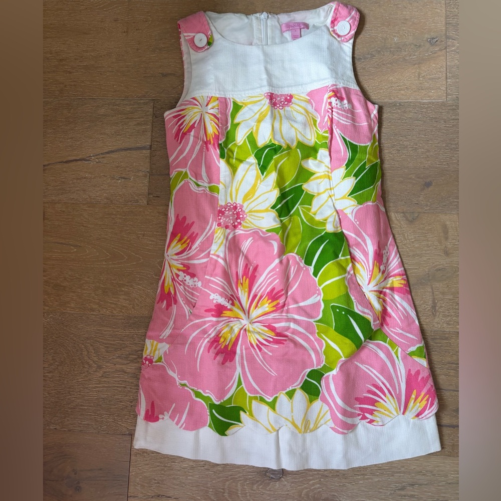 Lilly Pulitzer Pink and Green Floral Dress 0